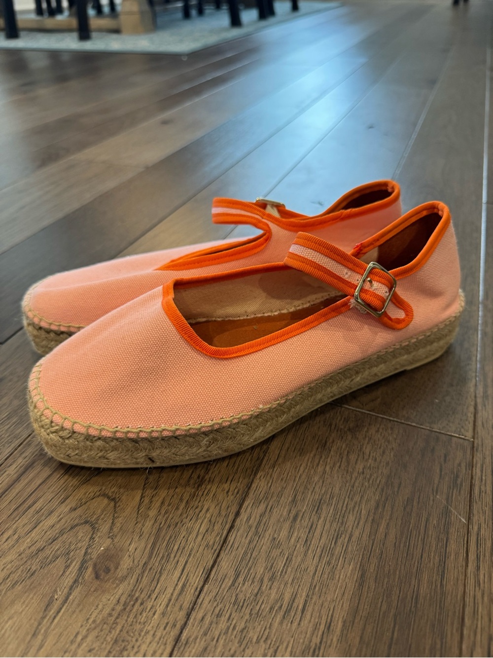 Maeve Pink Canvas Mary Jane Espadrilles